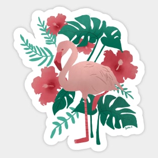 Flamingo: Pink and Green Sticker